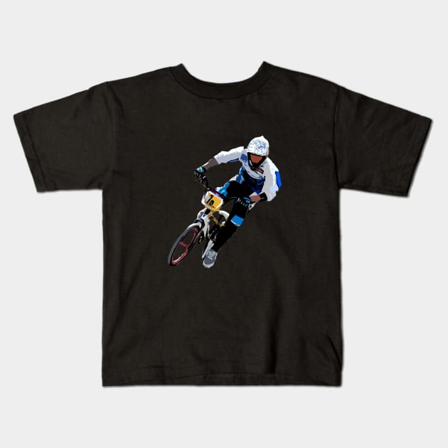 BMX Rider Kids T-Shirt by rickylabellevie